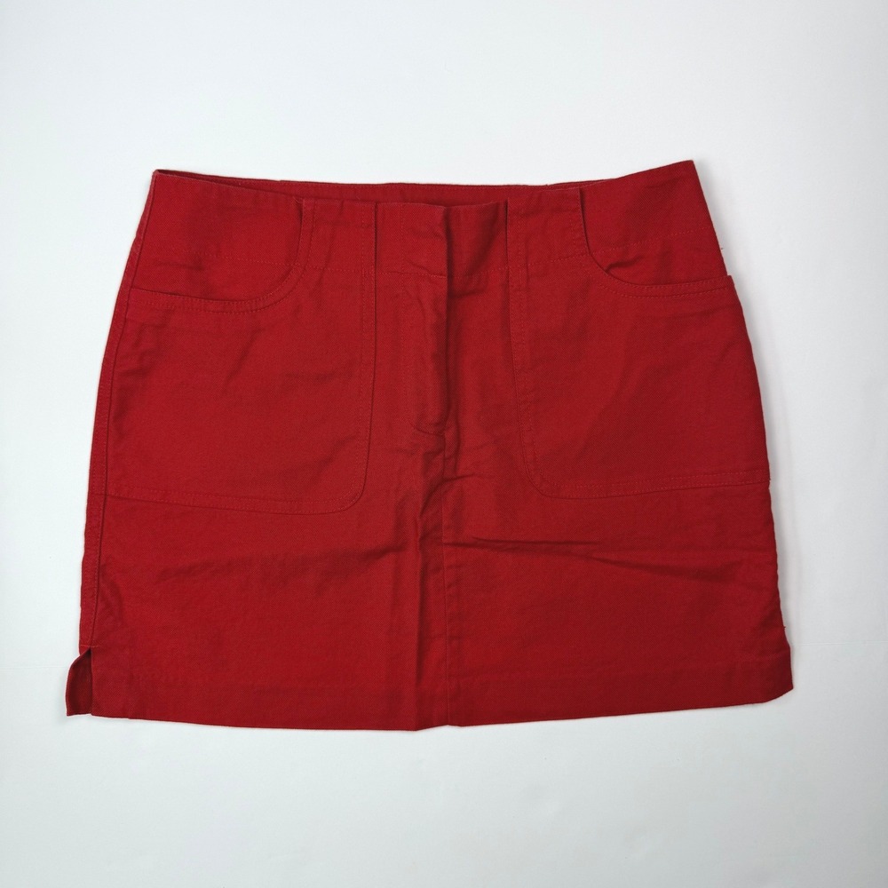 Express Y2K Minimalist Vintage Womens Mini Skirt Red Cotton Stretch